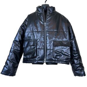 MNML Black Oversized Cropped Puffer Jacket Size XL